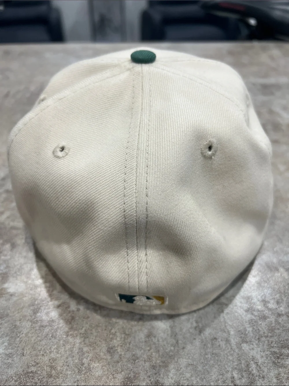 New Era Cream Crown Baseball Cap with Green Visor 7 1/8 fitted
